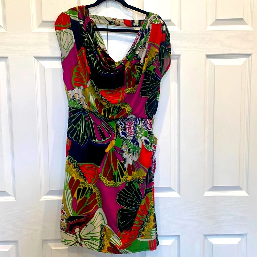 Alfani Multicolor Butterfly Print Dress - Picture 1 of 4